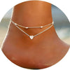 Women's Stainless Steel Geometric Heart Fishbone Snake Chain Fine Bead Paperclip Anklet Simple Fashion Foot Jewelry