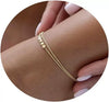 Women's Stainless Steel Geometric Heart Fishbone Snake Chain Fine Bead Paperclip Anklet Simple Fashion Foot Jewelry