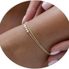 Women's Stainless Steel Geometric Heart Fishbone Snake Chain Fine Bead Paperclip Anklet Simple Fashion Foot Jewelry