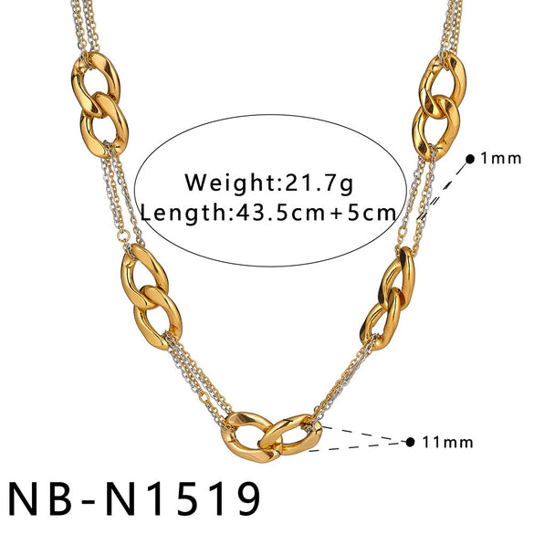 Women's Stainless Steel Geometric Heart Pig Nose Pendant Necklace With 18K Gold Vacuum Plating And Regular Chain