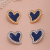 Women's 316L Stainless Steel Geometric Heart Shaped Electroplated Zircon Rhine Blue Diamond Earrings