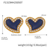 Women's 316L Stainless Steel Geometric Heart Shaped Electroplated Zircon Rhine Blue Diamond Earrings