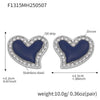 Women's 316L Stainless Steel Geometric Heart Shaped Electroplated Zircon Rhine Blue Diamond Earrings