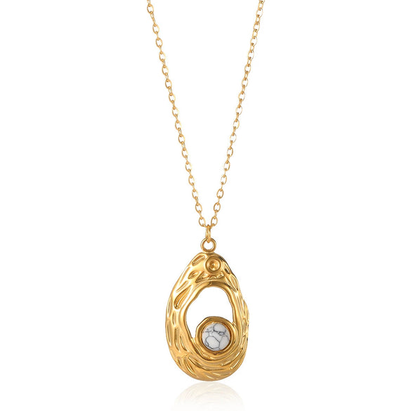 Women's Stainless Steel Geometric Hollow Pendant Necklace With Ochain And Electroplating