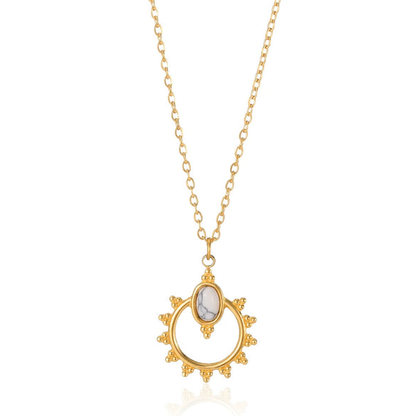 Women's Stainless Steel Geometric Hollow Pendant Necklace With Ochain And Electroplating