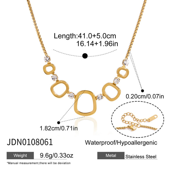 Women's Stainless Steel Geometric Hollow Pendant Necklace With Vacuum Gold Plated Finish And Lobster Clasp