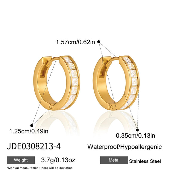Women's Stainless Steel Geometric Hoop Earrings With Elegant Plated Finish And Sparkling Design Wholesale Jewelry