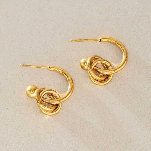 Women's Stainless Steel Geometric Hoop Earrings With Sparkling Diamond Detail And Plated Finish For Wholesale Jewelry