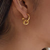 Women's Stainless Steel Geometric Hoop Earrings With Sparkling Diamond Detail And Plated Finish For Wholesale Jewelry