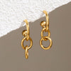 Women's Stainless Steel Geometric Hoop Earrings With Sparkling Diamond Detail And Plated Finish For Wholesale Jewelry