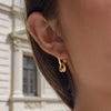 Women's Stainless Steel Geometric Hoop Earrings With Sparkling Diamond Detail And Plated Finish For Wholesale Jewelry