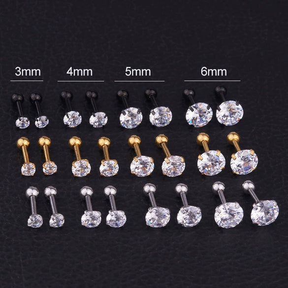 Women's Stainless Steel Geometric Inlaid Zircon Round Earrings