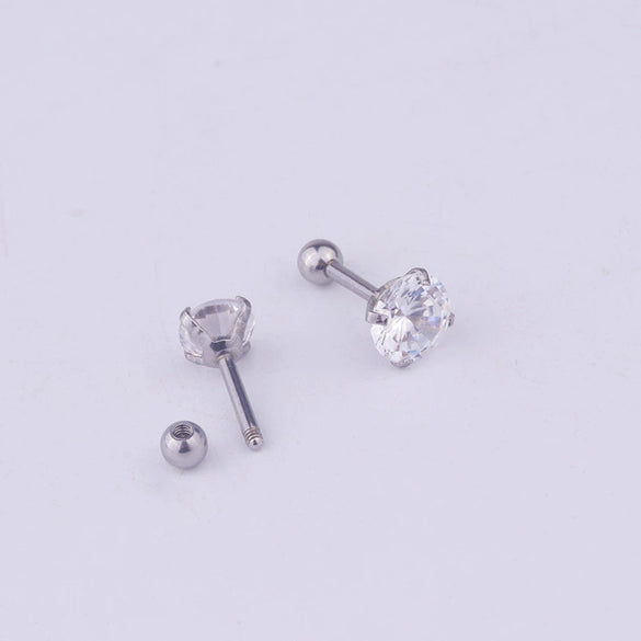 Women's Stainless Steel Geometric Inlaid Zircon Round Earrings