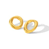Women's Stainless Steel Geometric Irregular Circle Earrings With Electroplating