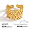 Women's Stainless Steel Geometric Irregular Opening Hand Jewelry Ring Electroplated 18K Gold Colorpreserving Light Luxury Style