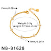 Women's Stainless Steel Geometric Jewelry Set With Rhinestone Flower Necklace And Bracelet Vacuum Electroplated Gold Finish