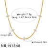 Women's Stainless Steel Geometric Jewelry Set With Rhinestone Flower Necklace And Bracelet Vacuum Electroplated Gold Finish