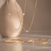 Women's Stainless Steel Geometric Jewelry Set With Rhinestone Flower Necklace And Bracelet Vacuum Electroplated Gold Finish