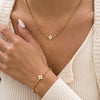 Women's Stainless Steel Geometric Jewelry Set With Rhinestone Flower Necklace And Bracelet Vacuum Electroplated Gold Finish