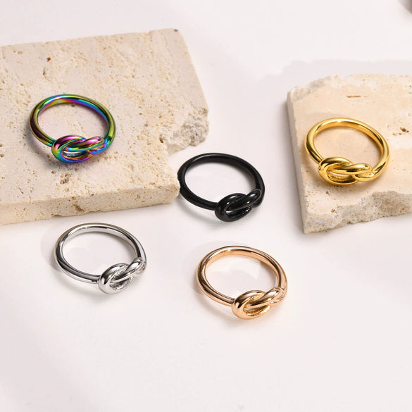 Women's Stainless Steel Geometric Knotted Ring Fashion Jewelry