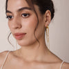 Women's Stainless Steel Geometric Layered Gradient Long Tassel Earrings With Plated Finish