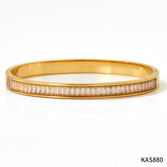 Women's Stainless Steel Geometric Light Luxury Bracelet Suit With Inlaid Colorful Zircon Electroplated