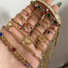 Women's Stainless Steel Geometric Light Luxury Bracelet Suit With Inlaid Colorful Zircon Electroplated