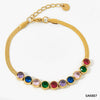 Women's Stainless Steel Geometric Light Luxury Bracelet Suit With Inlaid Colorful Zircon Electroplated