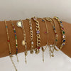 Women's Stainless Steel Geometric Light Luxury Bracelet Suit With Inlaid Colorful Zircon Electroplated