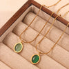 Women's Stainless Steel Geometric Light Luxury Clavicle Chain Necklace With Oval Pendant And Electroplating Treatment