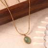 Women's Stainless Steel Geometric Light Luxury Clavicle Chain Necklace With Oval Pendant And Electroplating Treatment