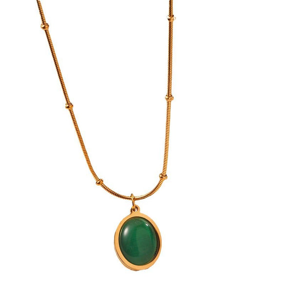 Women's Stainless Steel Geometric Light Luxury Clavicle Chain Necklace With Oval Pendant And Electroplating Treatment
