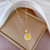 Women's Stainless Steel Geometric Light Luxury Style Micro Diamond Necklace