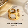 Women's Stainless Steel Geometric Line Ring With Electroplated Finish Bold Light Luxury Fashion Jewelry