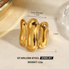 Women's Stainless Steel Geometric Line Ring With Electroplated Finish Bold Light Luxury Fashion Jewelry