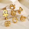 Women's Stainless Steel Geometric Line Ring With Electroplated Finish Bold Light Luxury Fashion Jewelry