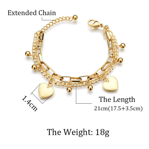 Women's Stainless Steel Geometric Love Heart Electroplated Bracelet