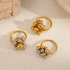 Women's Stainless Steel Geometric Metal Ball Ring Jewelry With Electroplating