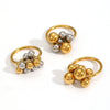 Women's Stainless Steel Geometric Metal Ball Ring Jewelry With Electroplating
