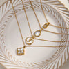 Women's Stainless Steel Geometric Mother Of Pearl Long Necklace With 18K Gold Vacuum Plating Minimalist Light Luxury Chain