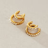 Women's Stainless Steel Geometric Multilayer Hoop Earrings With Sparkling Zirconia Accents And Plated Finish