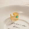 Women's Stainless Steel Geometric Multilayer Wide Ring Electroplated With 18K Gold And Blue Tianhe Stone Nonfading