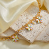 Women's Stainless Steel Geometric Oil Drip Flower Necklace With 18K Gold Vacuum Plated Finish And Regular Chain