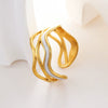 Women's Stainless Steel Geometric Oil Dripping Wavy Open Ring With Electroplating