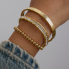 Women's Stainless Steel Geometric Open Beaded Bracelet With Electroplating Titanium Steel And Zircon Jewelry