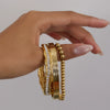 Women's Stainless Steel Geometric Open Beaded Bracelet With Electroplating Titanium Steel And Zircon Jewelry