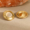 Women's Stainless Steel Geometric Open Ring Earrings With Electroplating In Fashion Style