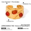 Women's Stainless Steel Geometric Open Ring With Red Agate Electroplated Hand Jewelry