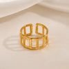 Women's Stainless Steel Geometric Opening Adjustable Ring 18K Gold Plated