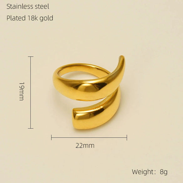 Women's 316L Stainless Steel Geometric Opening Ring Jewelry With Electroplating Design